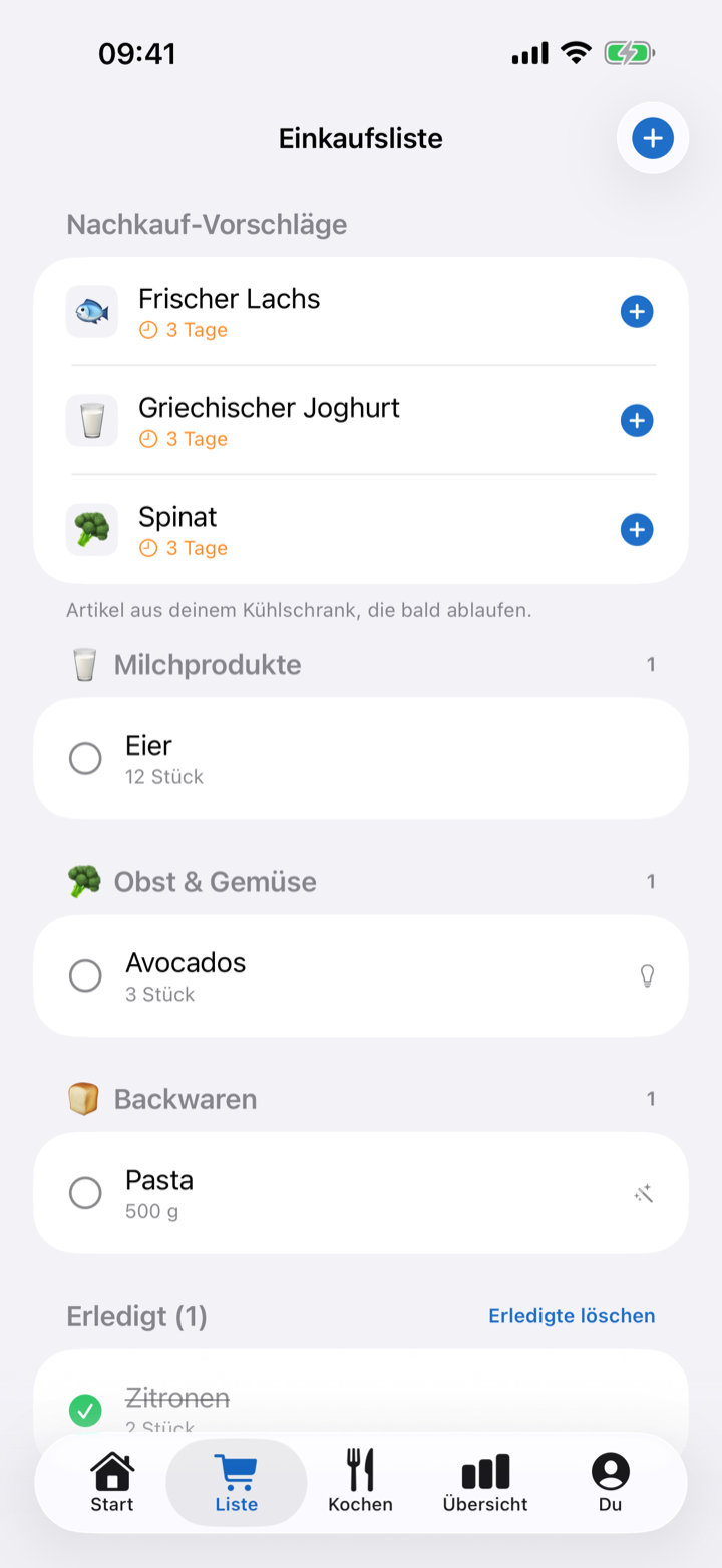 Einkaufsliste in FridgeLoop