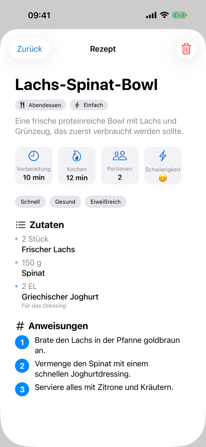 FridgeLoop-Rezeptansicht